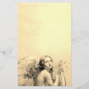 Papeterie ANGE JOUER LYRA SUR LES NUAGES Sepia