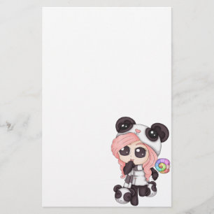 Papeterie Anime Panda Girl Cute arc-en-ciel