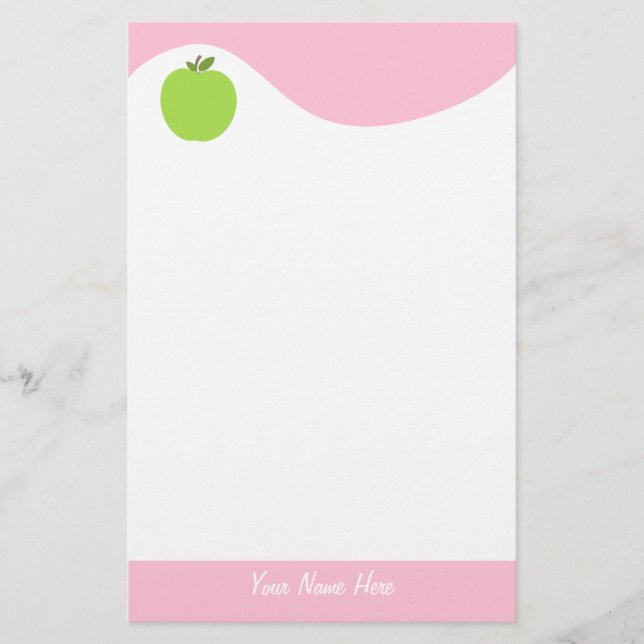 Papeterie Apple verte avec rose (Devant)