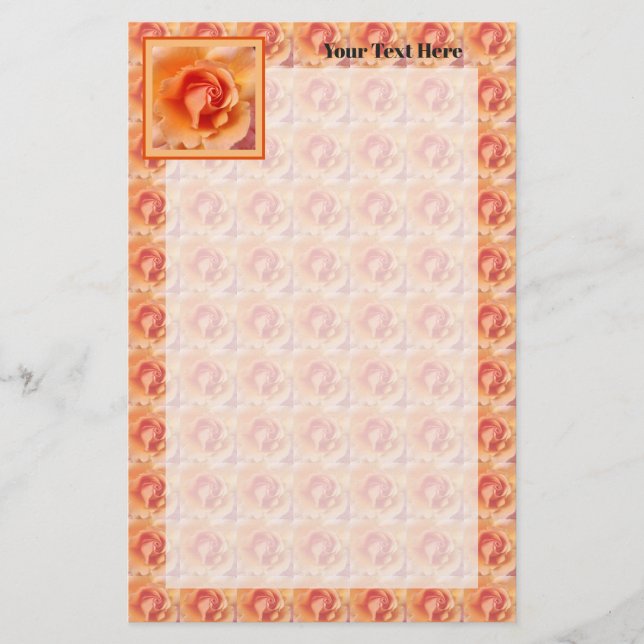 Papeterie Apricot Peach Rose Flower Close Up Photo Design (Devant)