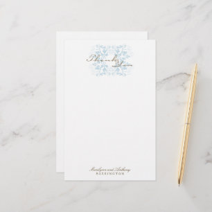 Papeterie Aqua Floral Flourish Élégant Merci de mariage