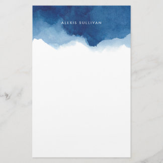 Papeterie Aquarelle bleu marine moderne Splash Personnalisé