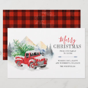 Papeterie Aquarelle Camion rouge Plantée Noël