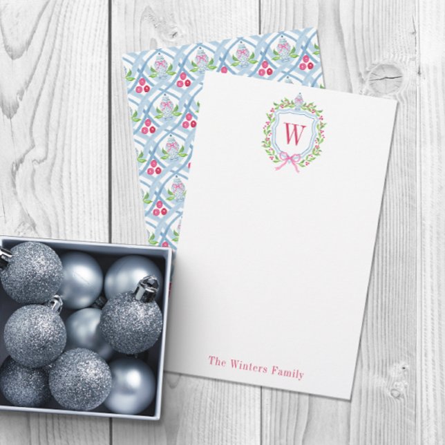 Papeterie Aquarelle Chinoiserie Ginger Jar Monogram Crest (Créateur téléchargé)