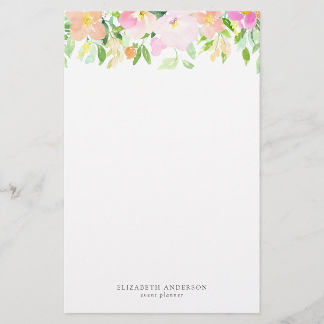 Papeterie Aquarelle Dainty Fleurs | Pastel Floral (Devant)