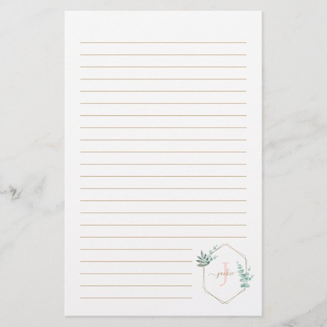 Papeterie Aquarelle Eucalyptus Monogramme encadré (Devant)