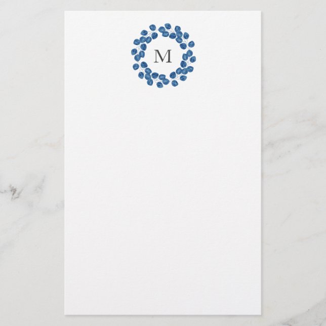 Papeterie Aquarelle Indigo Dollar Argent Eucalyptus Wreath (Devant)