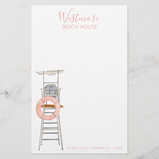 Papeterie Aquarelle Lifeguard Stand Chaise Beach House (Devant)