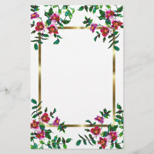 Papeterie Aquarelle magenta rose vintage roses