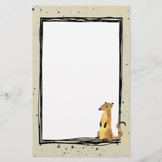 Papeterie Aquarelle Meerkat sur un Arrière - plan beige (Devant)