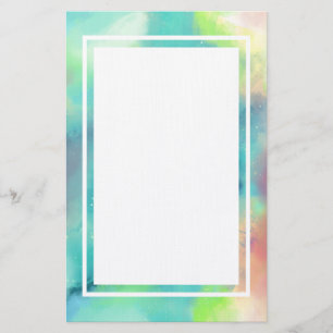 Papeterie Aquarelle moderne verte et bleue Nebula