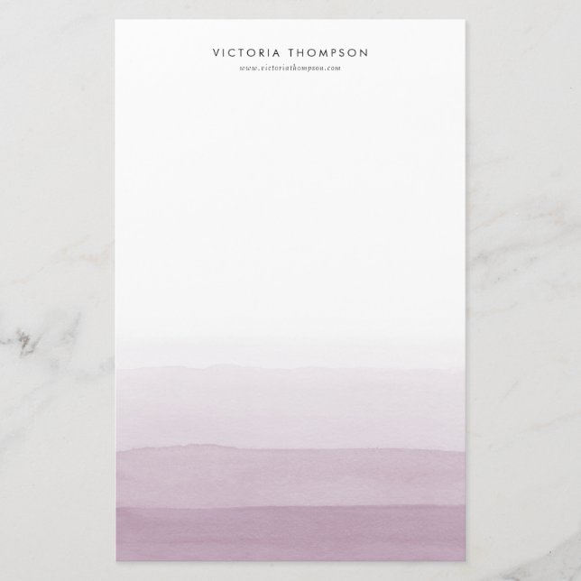 Papeterie Aquarelle moderne violet ombre personnalisé (Devant)
