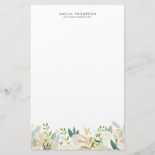 Papeterie Aquarelle Or Peonies Verdure Garland Custom