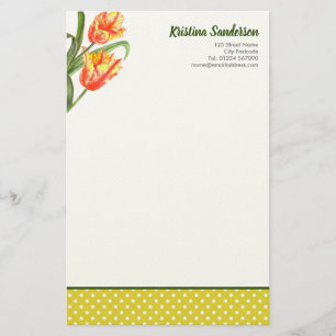 Papeterie Aquarelle Parrot Jaune Tulipes Art Floral