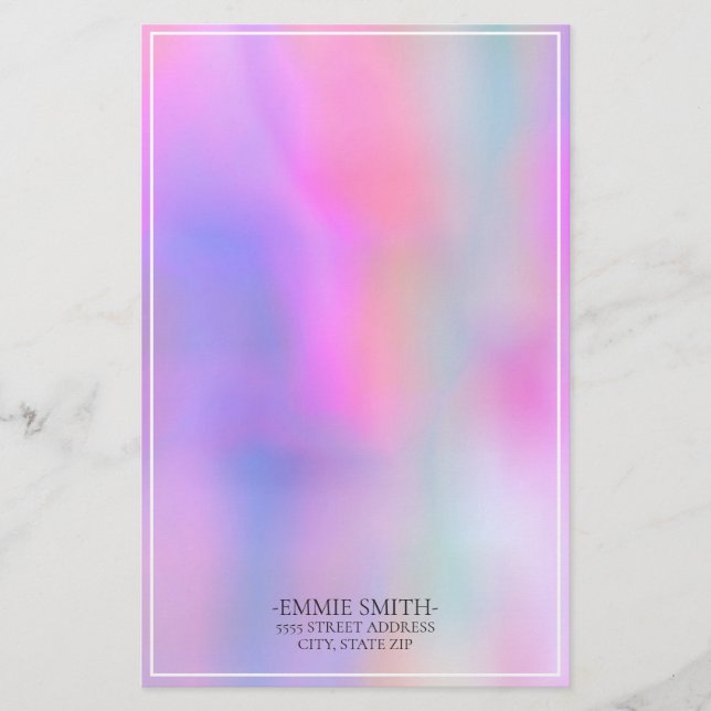 Papeterie Aquarelle personnalisée rose violet (Devant)