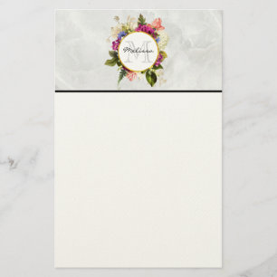 Papeterie Aquarelle rose moderne Bouquet floral Monogramme