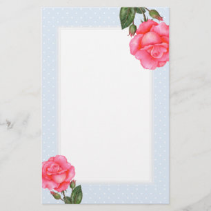 Papeterie Aquarelle rose Roses Floral Art Polka point