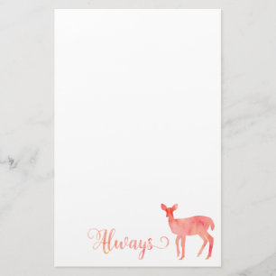 Papeterie Aquarelle toujours rose Doe Deer