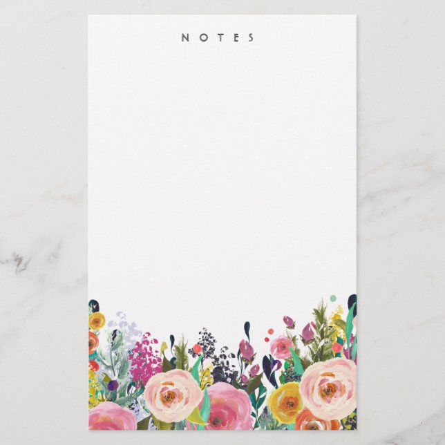 Papeterie Aquarelle vive Florale florales fleurs personnalis (Devant)