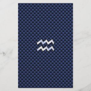 Papeterie Aquarius Zodiac Sign on Royal Blue Carbon Fiber