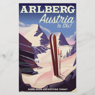Papeterie Arlberg Autriche affiche de voyage ski