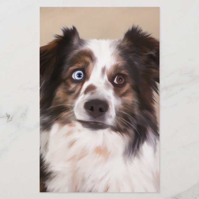 Papeterie Art de peinture à l'huile de chien berger australi (Devant)