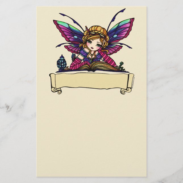 Papeterie Art féerique d'imaginaire de bibliothèque de rat (Devant)