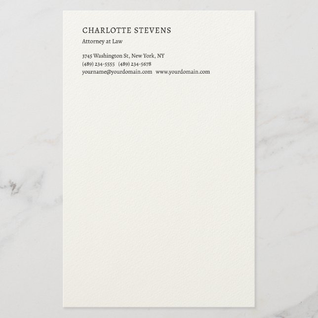 Papeterie Attorney at Law Trendy Minimalist Elegant Simple (Devant)