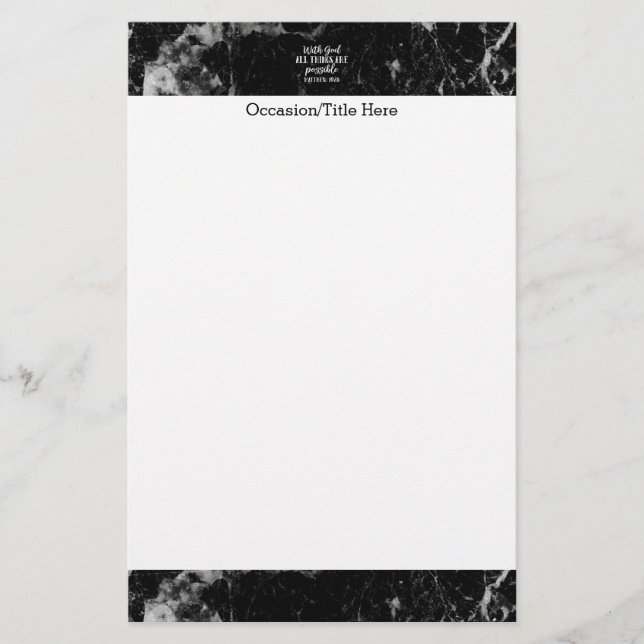 Papeterie Avec Dieu toutes les choses sont bible chrétienne (Devant)