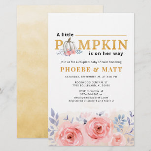 Papeterie Baby shower citrouille Aquarelle Lilac Rose