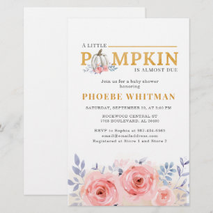 Papeterie Baby shower citrouille Aquarelle Roses roses