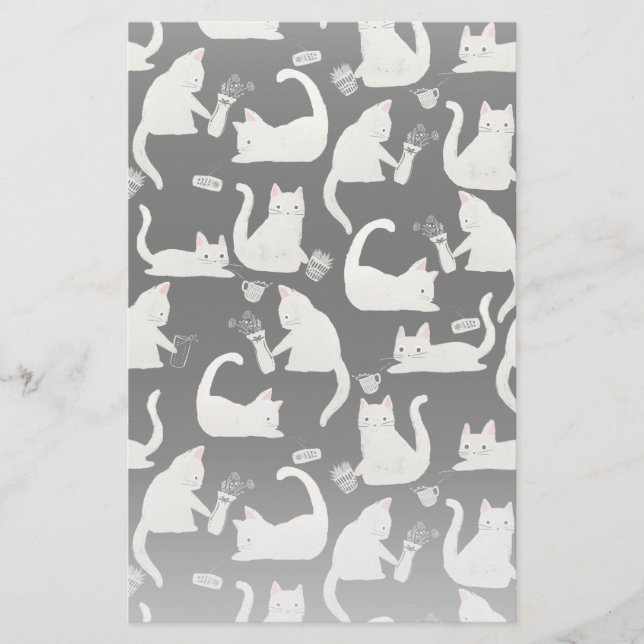 Papeterie Bad Cats Knocking Stuff Over, White Cats on Black (Devant)