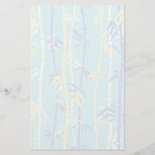 Papeterie Bambou motif turquoise, bleu, jaune coutume (Devant)