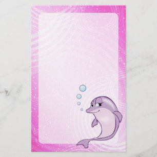 Papeterie Bande dessinée rose mignonne de dauphin