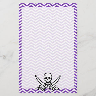 Papeterie Bandes de Chevron pourpre de raisin; Jolly roger