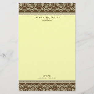 Papeterie Baroque Damask Designer Papier à lettres :citron v