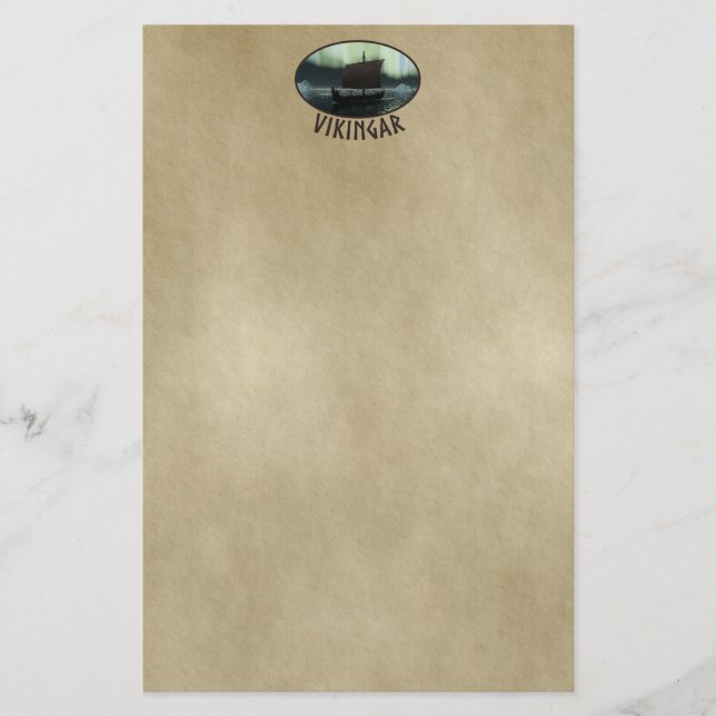 Papeterie Bateau Viking Sous Lumière Du Nord (Devant)