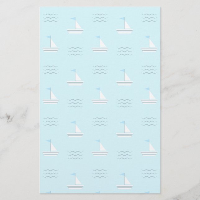 Papeterie Bateaux À Voile Sur Le Motif De La Mer Bleue (Devant)