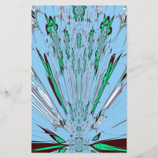 Papeterie Beau Aqua Bleu Extraordinaire Motif Art Floral (Devant)