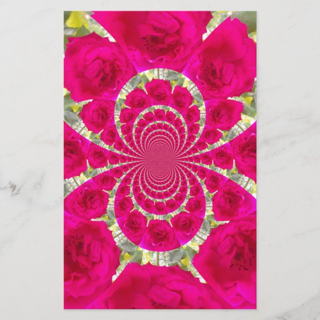 Papeterie Beau Extraordinaire Roses rouges Motif Kaleidoscop (Devant)