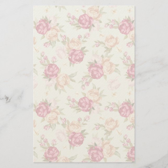 Papeterie Beau motif de pivoine couleur vert (Devant)