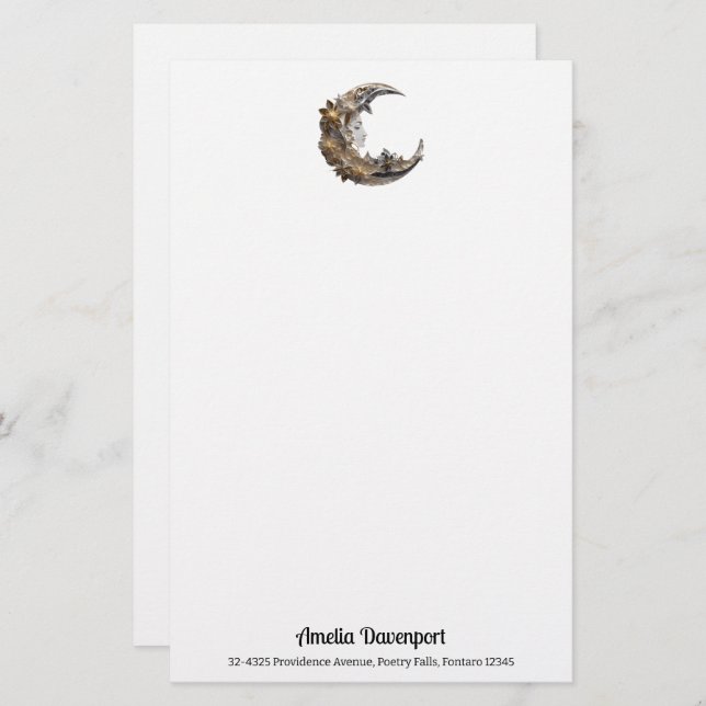 Papeterie Beau visage dans la lune (Devant / Derrière)