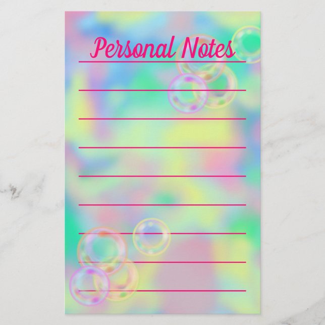 Papeterie Belle Bubble Pastel Rainbow Office Note (Devant)