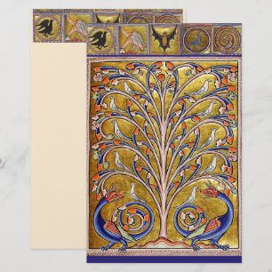 PAPETERIE BESTIAIRE MÉDIÉVAL, OISEAUX SUR L'ARBRE DE VIE, DR