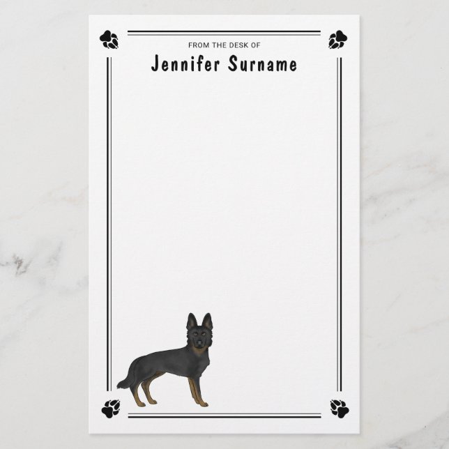Papeterie Bi-Black berger allemand Chien GSD avec texte pers (Devant)