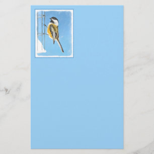 Papeterie Bickadee sur la peinture d'alimentation - Oiseaux