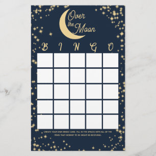 Papeterie Bingo Baby shower de la Lune et des Étoiles