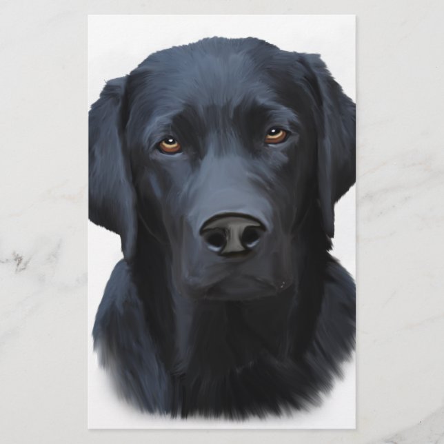 Papeterie Black Labrador Dog Water Couleur Art Peinture (Devant)