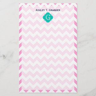Papeterie Blanc rose Chevron Zigzag Turquoise Quatrefoil Mon