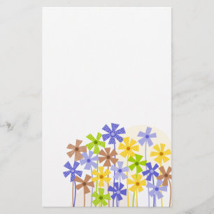 Papeterie Bleu bleu jaune brun simple fleurs dessin